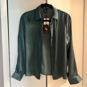NWT Emerald/Teal Button Down Blouse